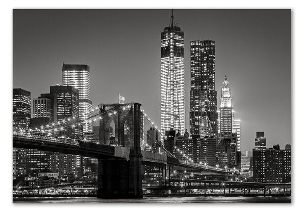 Tablou din Sticlă Manhattan pe timp de noapte