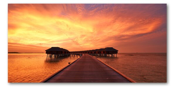 Fotografie imprimată pe sticlă bungalow-uri Maldive