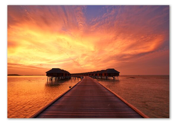 Fotografie imprimată pe sticlă bungalow-uri Maldive