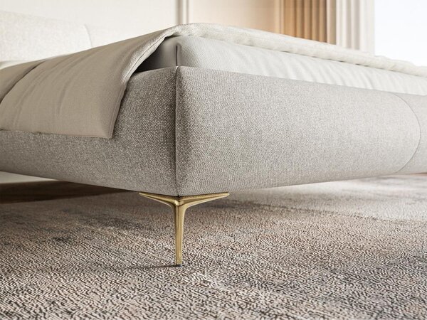 Pat matrimonial 160 cm Octave 160B (cu somieră) (deschis gri + auriu). Promo -14%. 1100040