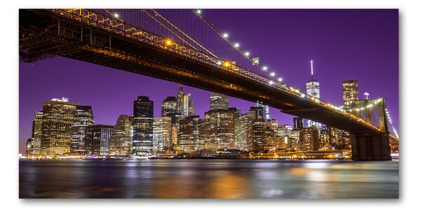 Fotografie imprimată pe sticlă Manhattan pe timp de noapte