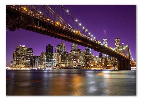 Fotografie imprimată pe sticlă Manhattan pe timp de noapte