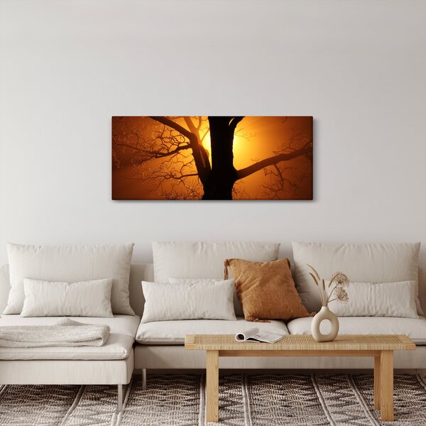 Tablou cu copac în apus de soare (120x50 cm)