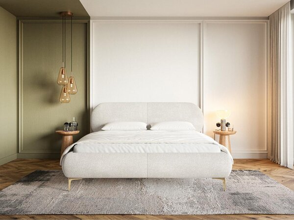 Pat matrimonial 140 cm Octave 140B (cu somieră) (crem). Promo -13%. 1099957