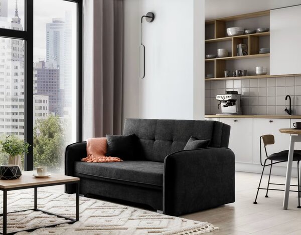 Canapea extensibila cu 2 locuri LAINE, neagra