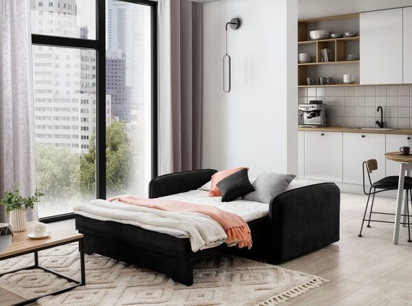 Canapea extensibila cu 2 locuri LAINE, neagra