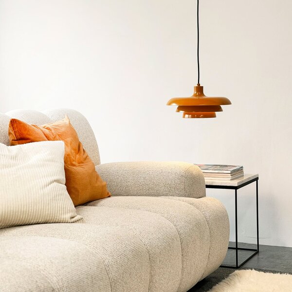 Dyberg Larsen Lampă suspendată Ava, galben curry, metal, Ø 31 cm, reglabil, Galben, Camera de zi / sufragerie, Metal, Design