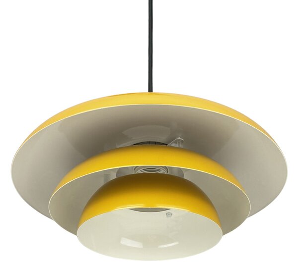 Dyberg Larsen Lampă suspendată Ava, galben curry, metal, Ø 31 cm, reglabil, Galben, Camera de zi / sufragerie, Metal, Design