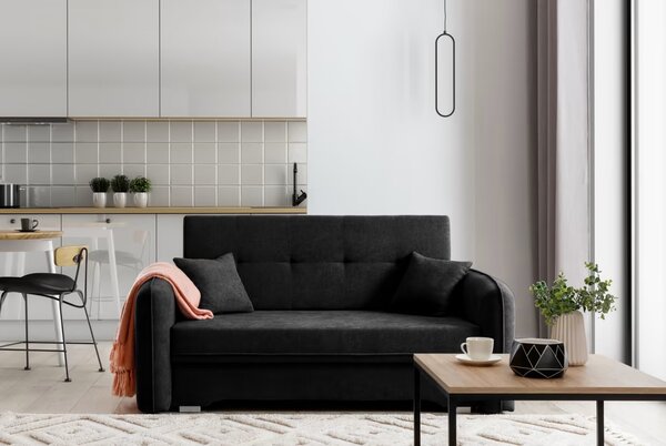 Canapea extensibila cu 2 locuri LAINE, neagra