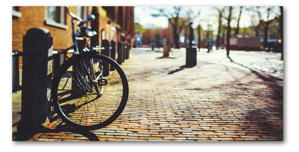 Tablou Printat Pe Sticlă Biciclete în Amsterdam