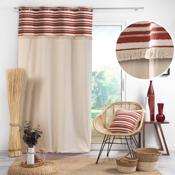 Draperie cărămizie-în culoare naturală din bumbac 140x240 cm Atlas – douceur d'intérieur