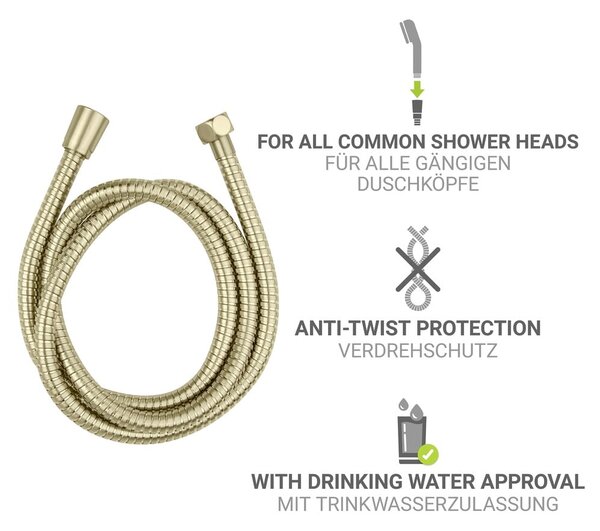 Furtun de duș auriu mat din oțel inoxidabil 150 cm Brass – Wenko