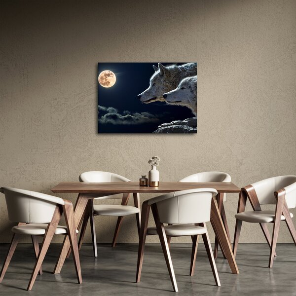 Tablou cu lupi în lună (70x50 cm)
