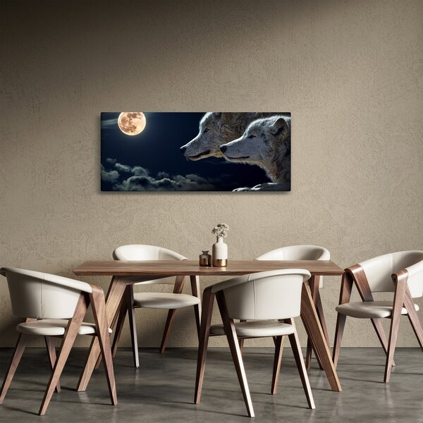 Tablou cu lupi în lună (120x50 cm)