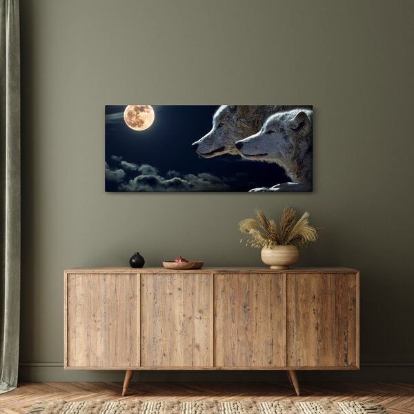 Tablou cu lupi în lună (120x50 cm)