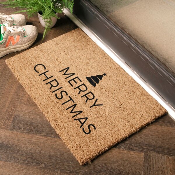 Covoraș de intrare din fibre de nucă de cocos 40x60 cm cu model de Crăciun Merry Christmas – Artsy Doormats