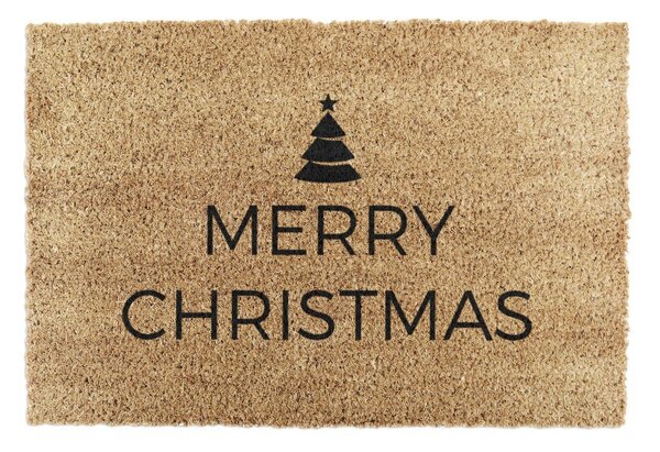 Covoraș de intrare din fibre de nucă de cocos 40x60 cm cu model de Crăciun Merry Christmas – Artsy Doormats