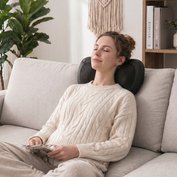 HOMCOM Pernă de Masaj Spate și Gât cu Încălzire și 4 Noduri Shiatsu, pentru Acasă, Birou, Mașină, Negru | Aosom Romania