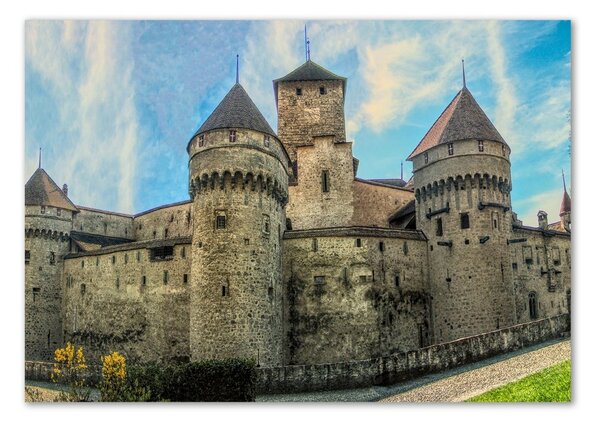 Tablou Printat Pe Sticlă Castelul din Elveția