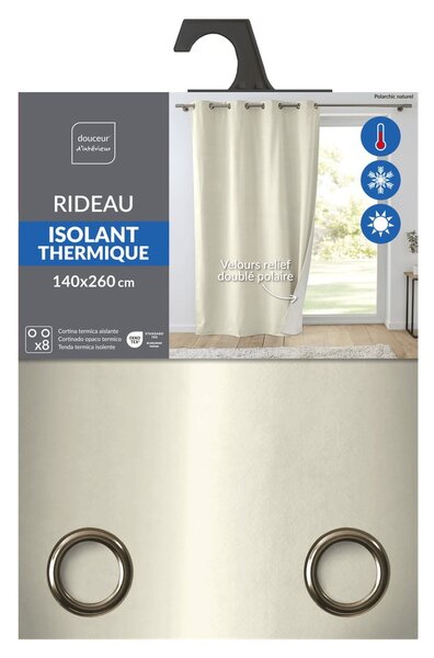 Draperie crem termoizolantă din catifea 140x260 cm Polarchic – douceur d'intérieur