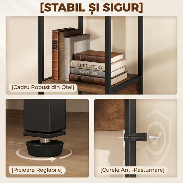 HOMCOM Bibliotecă cu 6 Rafturi, Finisaj Lemn Maro | Aosom Romania