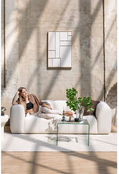 Canapea gri cu tapițerie din catifea 225 cm Cube – Bonami Selection