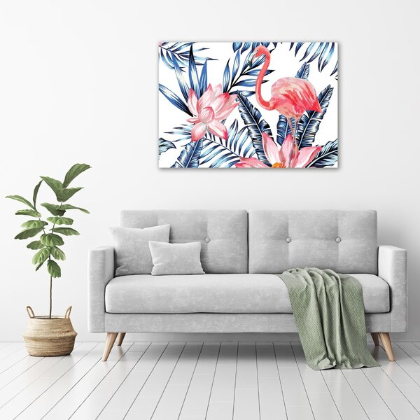 Tablou canvas Flamingos și plante