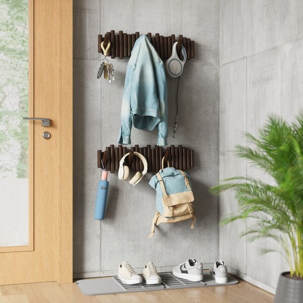 Cuier de perete maro închis din lemn de pin 61 cm Picket – Umbra