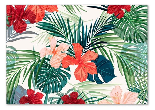 Tablou Printat Pe Sticlă flori tropicale