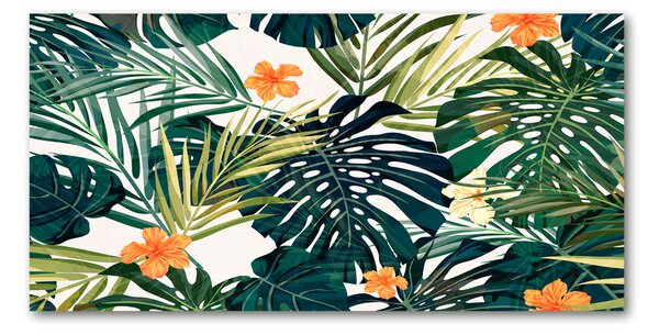 Tablou din Sticlă frunze tropicale