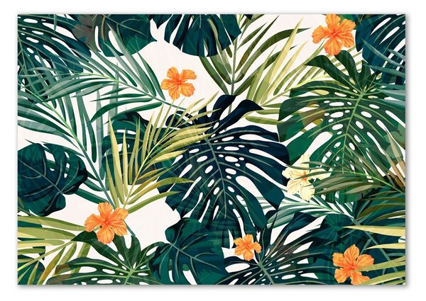 Tablou din Sticlă frunze tropicale