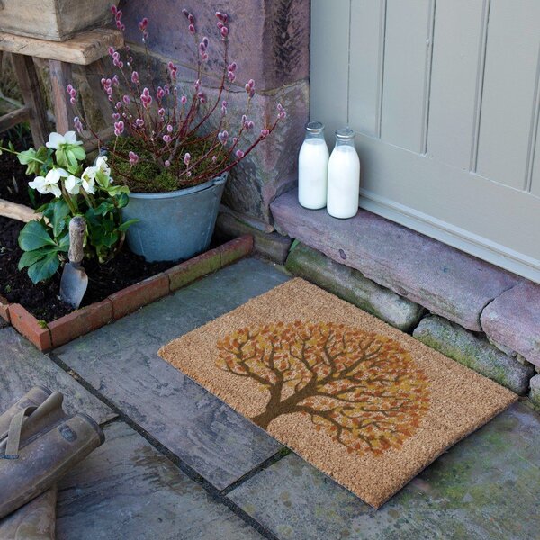 Covoraș de intrare din fibre de nucă de cocos 40x60 cm Autumnal Tree of Life – Artsy Doormats