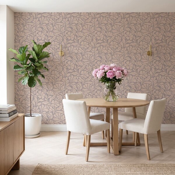 Fototapet Motiv floral pe fond roz, Fototapet designer, Fototapet populare, t00983v1 - Tapeko.ro