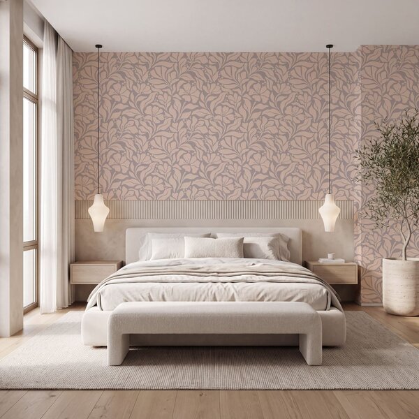 Fototapet Motiv floral pe fond roz, Fototapet designer, Fototapet populare, t00983v1 - Tapeko.ro