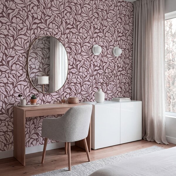 Fototapet Motiv floral pe fond roz, Fototapet flori, Fototapet populare, t00983v3 - Tapeko.ro