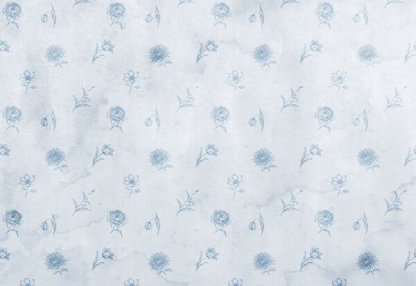 Fototapet Motiv floral albastru și alb, Fototapet flori, Fototapet populare, t00984 - Tapeko.ro