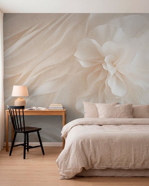Tapet O floare albă voluminoasă printre forme delicate și vaporoase, Imagini de fundal unice, w05894 : Uwalls.ro