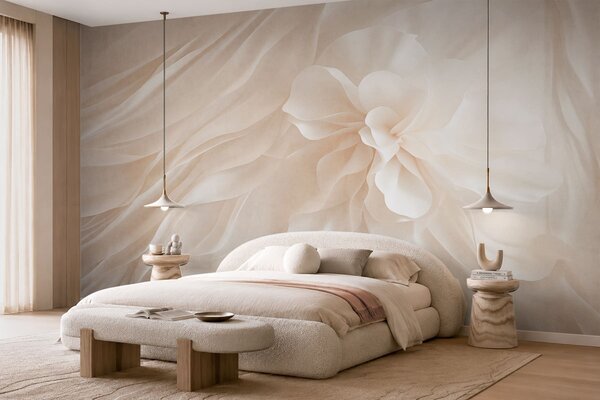 Tapet O floare albă voluminoasă printre forme delicate și vaporoase, Imagini de fundal unice, w05894 : Uwalls.ro