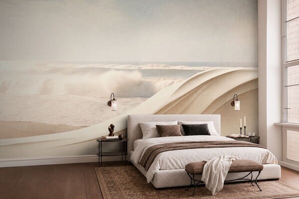 Tapet Valuri oceanice printre forme nisipoase în mișcare, Fototapet Natură, w05895 : Uwalls.ro