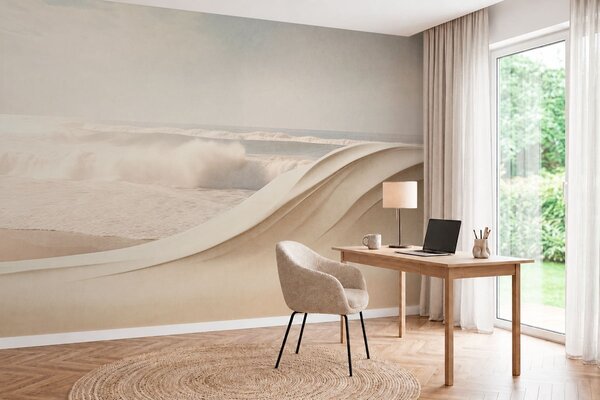 Tapet Valuri oceanice printre forme nisipoase în mișcare, Fototapet Natură, w05895 : Uwalls.ro
