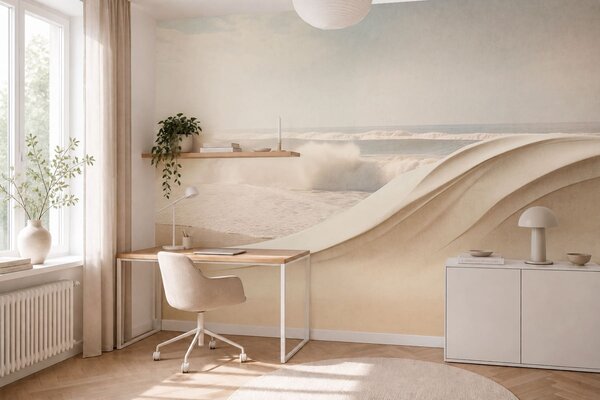 Tapet Valuri oceanice printre forme nisipoase în mișcare, Fototapet Natură, w05895 : Uwalls.ro