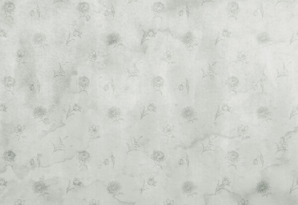 Fototapet Motiv floral alb și gri, Fototapet flori, Fototapet populare, t00984v3 - Tapeko.ro