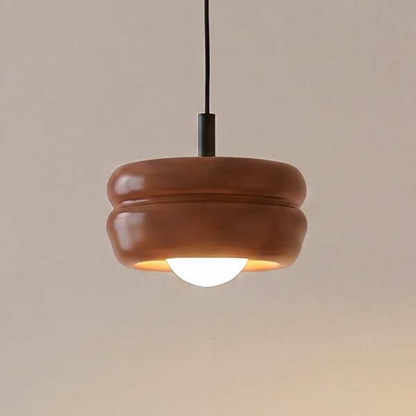 Argon Lampă suspendată Tina, teracotă/opal, sticlă, Ø 19 cm, reglabil, Maro / Rugină, Camera de zi / sufragerie, Sticlă
