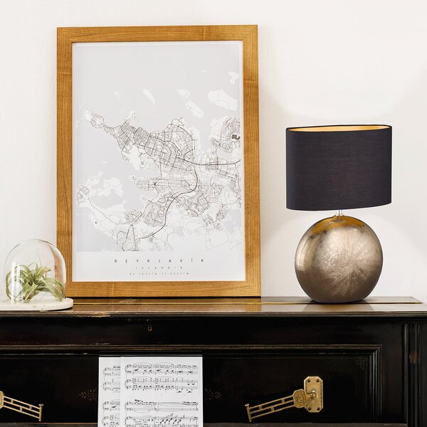 FISCHER & HONSEL Lampa de masă Foro, bronz/negru, înălțime 53 cm, Bronz / Alamă Veche, Camera de zi / sufragerie, Ceramică, Modern
