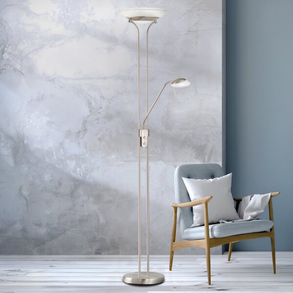 FISCHER & HONSEL Lampă de podea Pool LED cu braț lectură, funcție CCT, reglabil, Gri, Camera de zi / sufragerie, Metal, Modern, Lumină de lectură