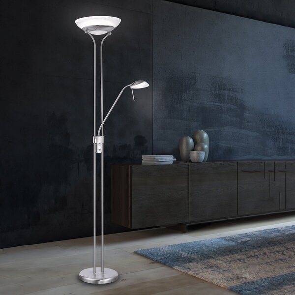 FISCHER & HONSEL Lampă de podea Pool LED cu braț lectură, funcție CCT, reglabil, Gri, Camera de zi / sufragerie, Metal, Modern, Lumină de lectură