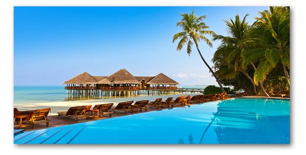 Tablou Printat Pe Sticlă Piscina în Maldive