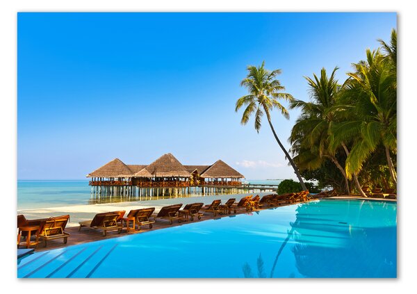 Tablou Printat Pe Sticlă Piscina în Maldive