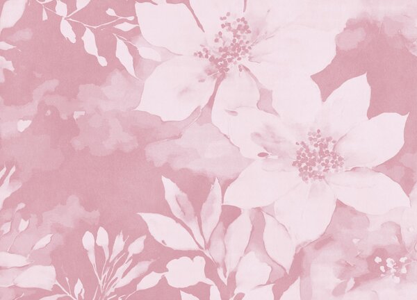 Fototapet Model floral roz cu flori albe, Fototapet flori, Fototapet populare, t00995v3 - Tapeko.ro