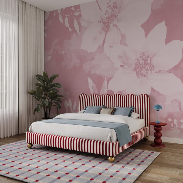 Fototapet Model floral roz cu flori albe, Fototapet flori, Fototapet populare, t00995v3 - Tapeko.ro